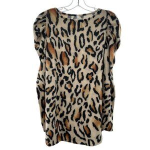 Emerald Women's Animal Print Sweater Long Bishop Sleeved Size Medium